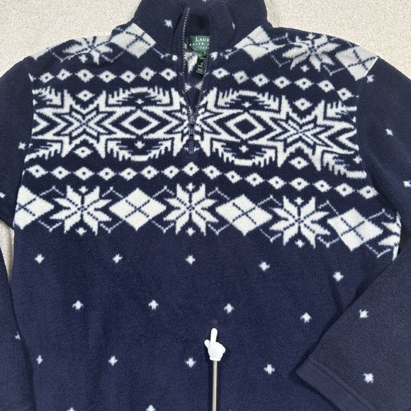 Lauren Ralph Lauren Fleece Aztec Nordic Sweater Quarter Zip Pullover Size PM - Picture 5 of 10